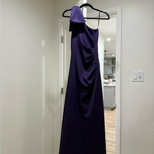 Black Halo One-Shoulder Deep Purple Gown